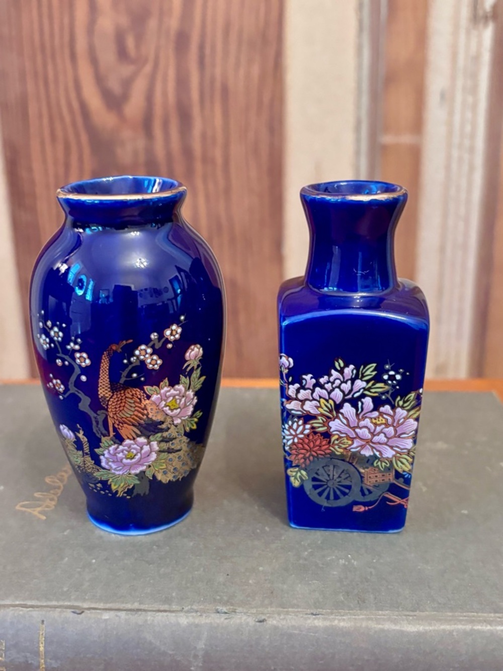 Blue Floral Porcelain Accent Vases - Decorative Home Accents